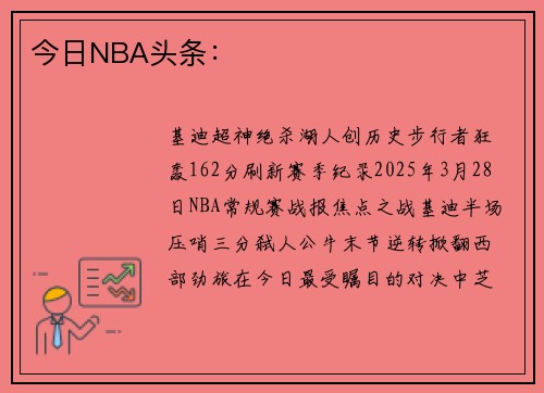 今日NBA头条：